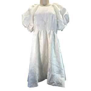 Lilly Pulitzer Knoxlie Silk Blend White Jacquard Puff Sleeve Dress women sz 2